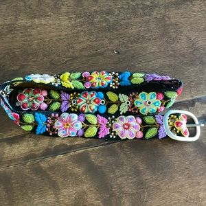 New Brilliantly colored black background boho embroidered Nepal belt